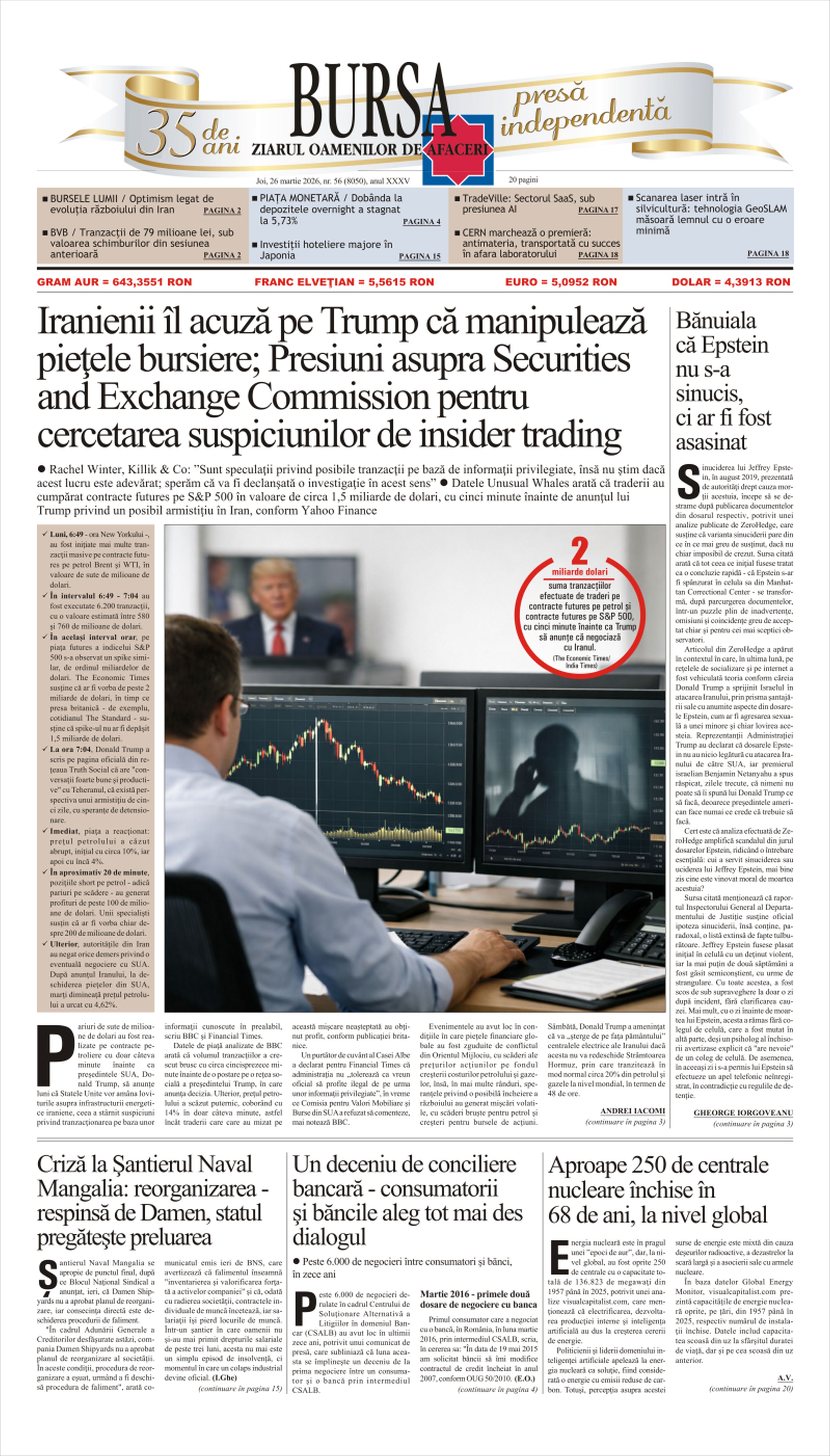 Prima pagină 26.03.2026