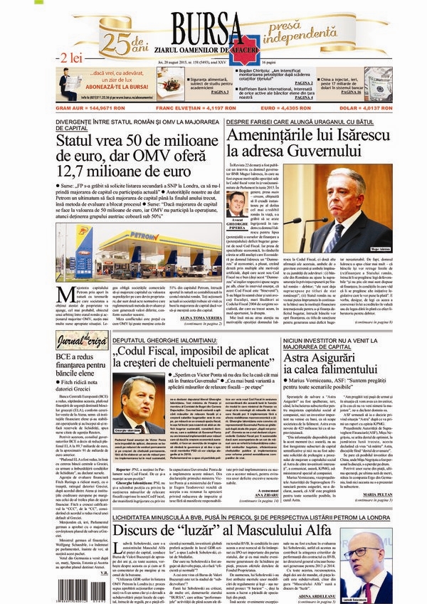 Ediţia din 20.08.2015