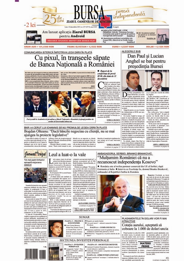 Ediţia din 14.12.2015