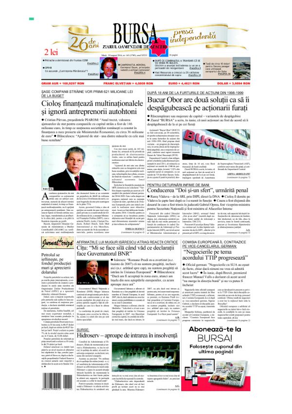 Ediţia din 30.08.2016