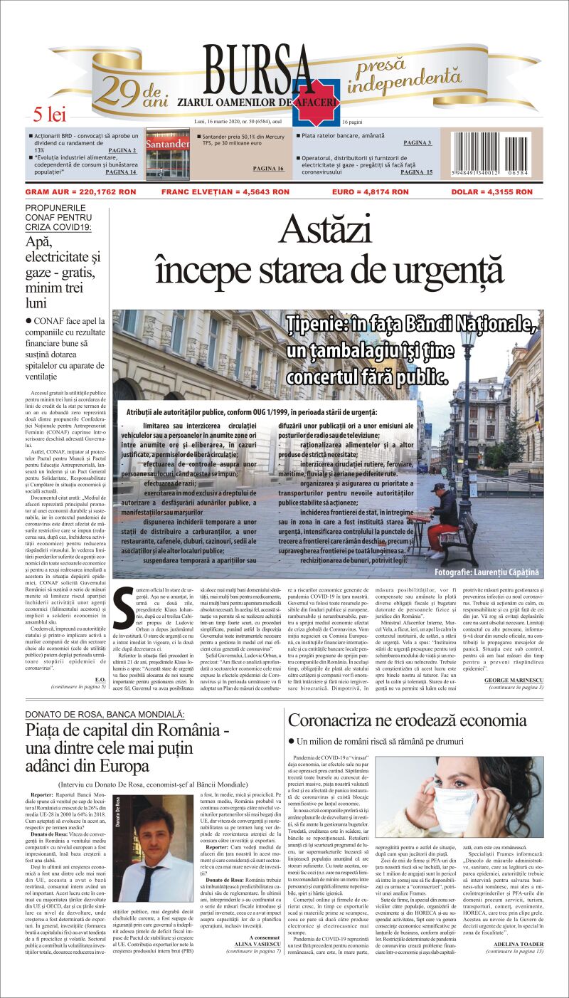 Ediţia din 16.03.2020