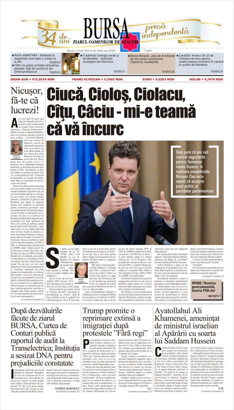 Citeşte aici articolele din acestă ediţie Ediţia din 18.06.2025