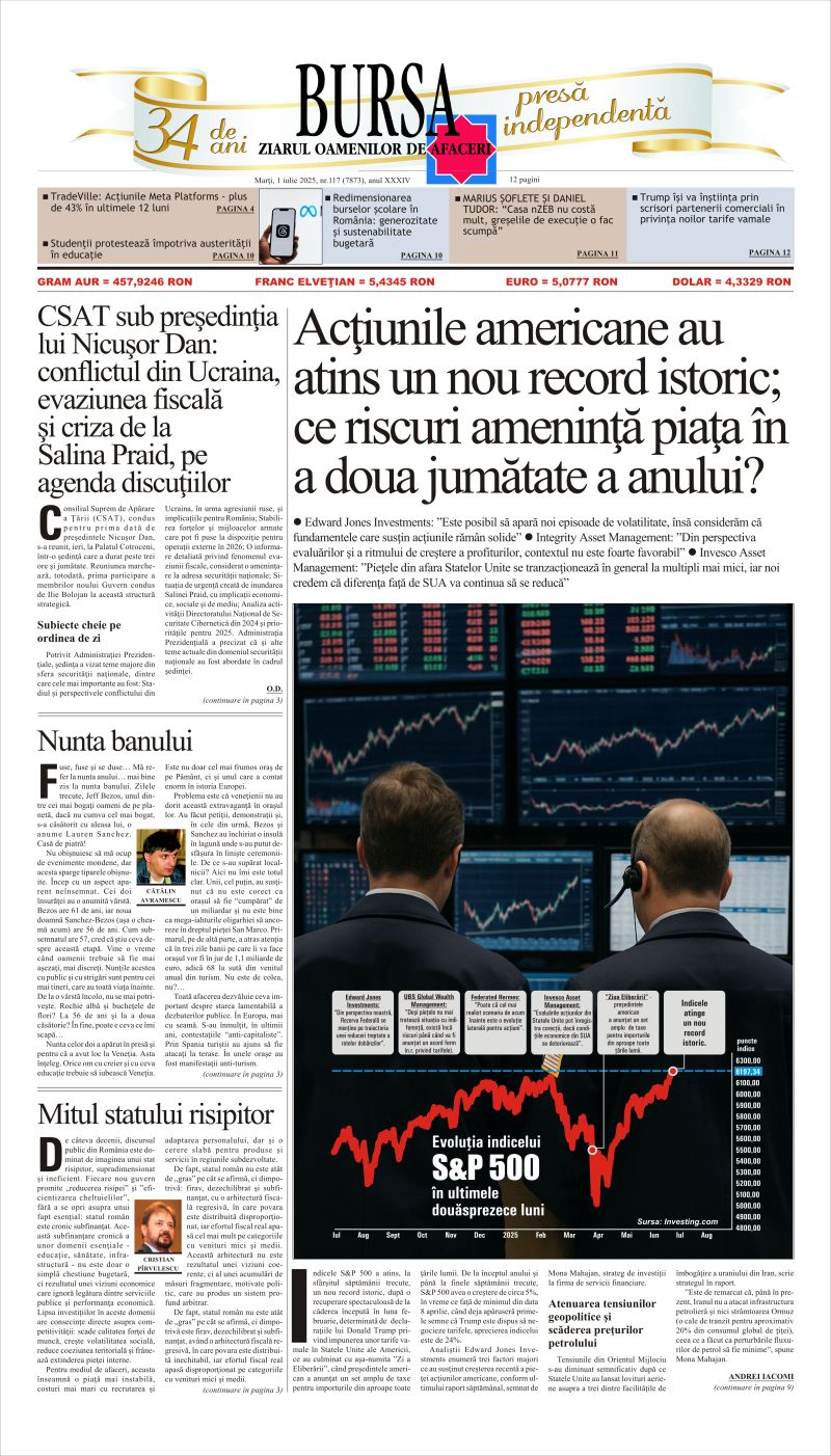 Citeşte aici articolele din acestă ediţie Ediţia din 01.07.2025