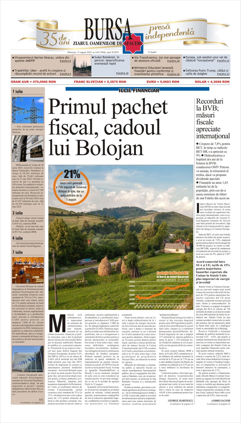 Citeşte aici articolele din acestă ediţie Ediţia din 13.08.2025