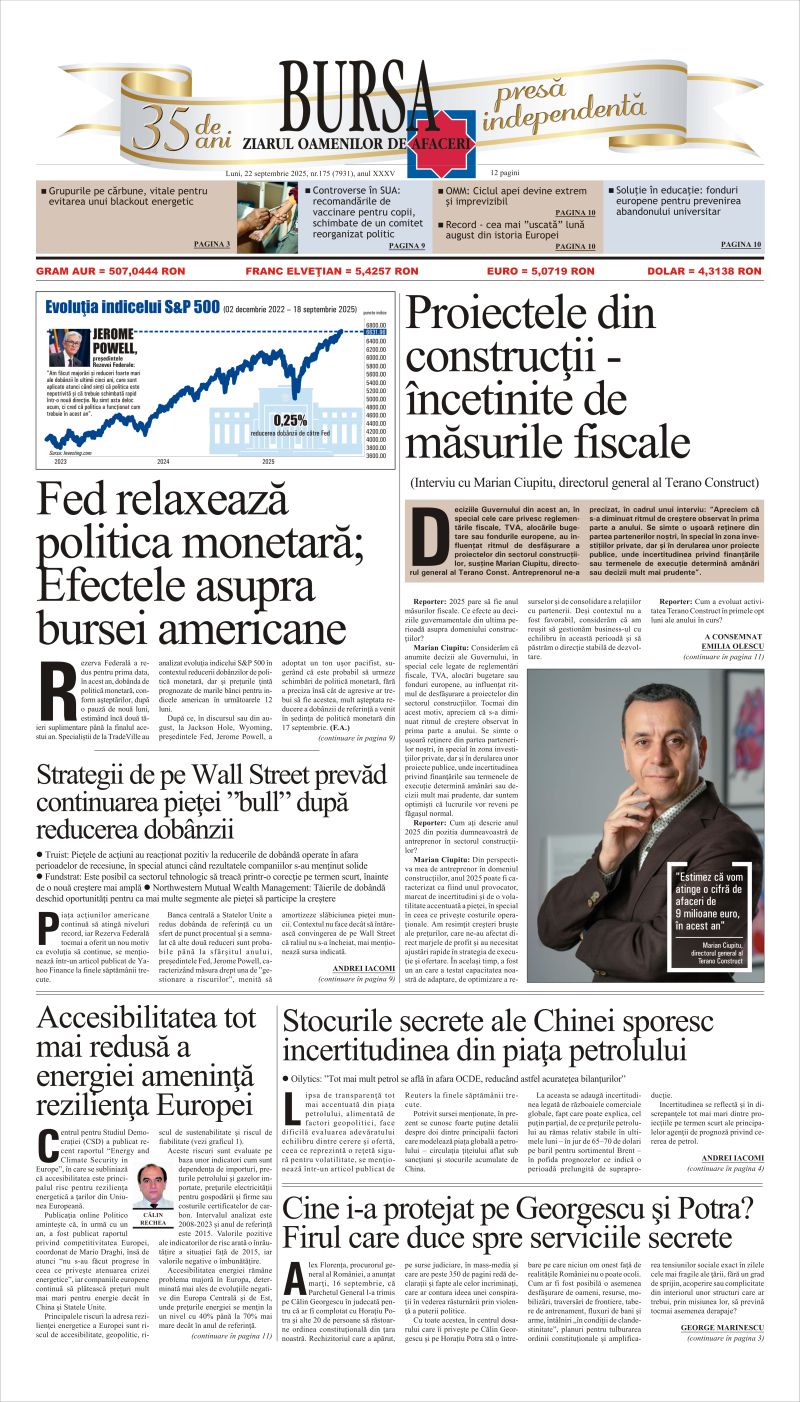 Citeşte aici articolele din acestă ediţie Ediţia din 22.09.2025