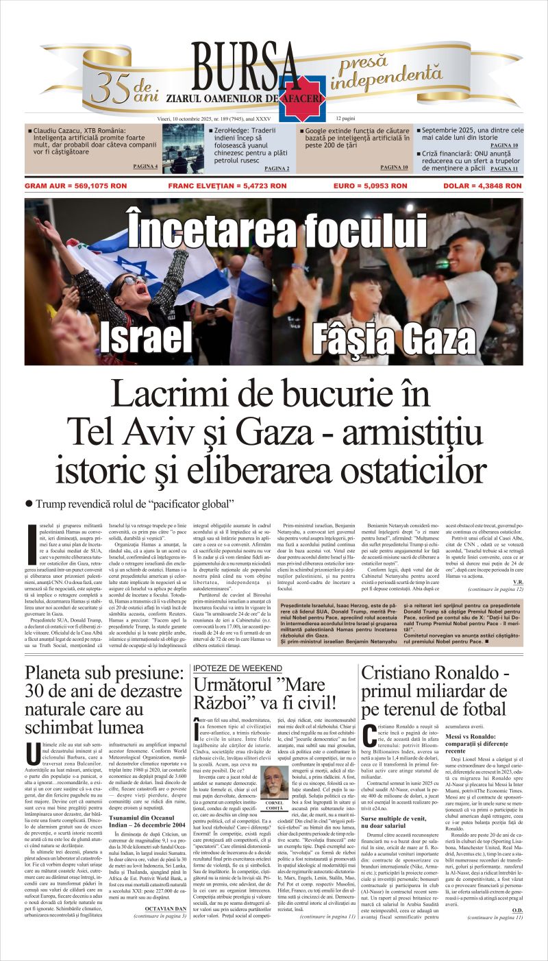 Citeşte aici articolele din acestă ediţie Ediţia din 10.10.2025
