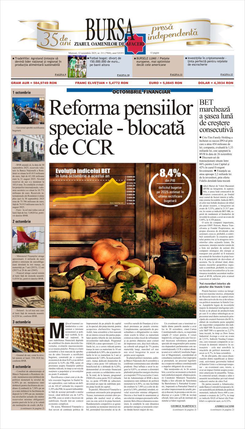 Citeşte aici articolele din acestă ediţie Ediţia din 12.11.2025