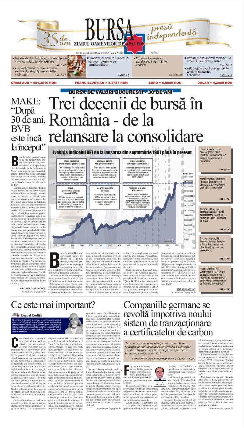 Citeşte aici articolele din acestă ediţie Ediţia din 20.11.2025