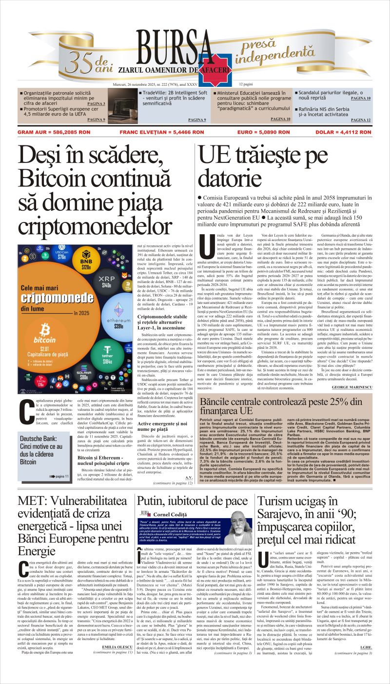 Citeşte aici articolele din acestă ediţie Ediţia din 26.11.2025